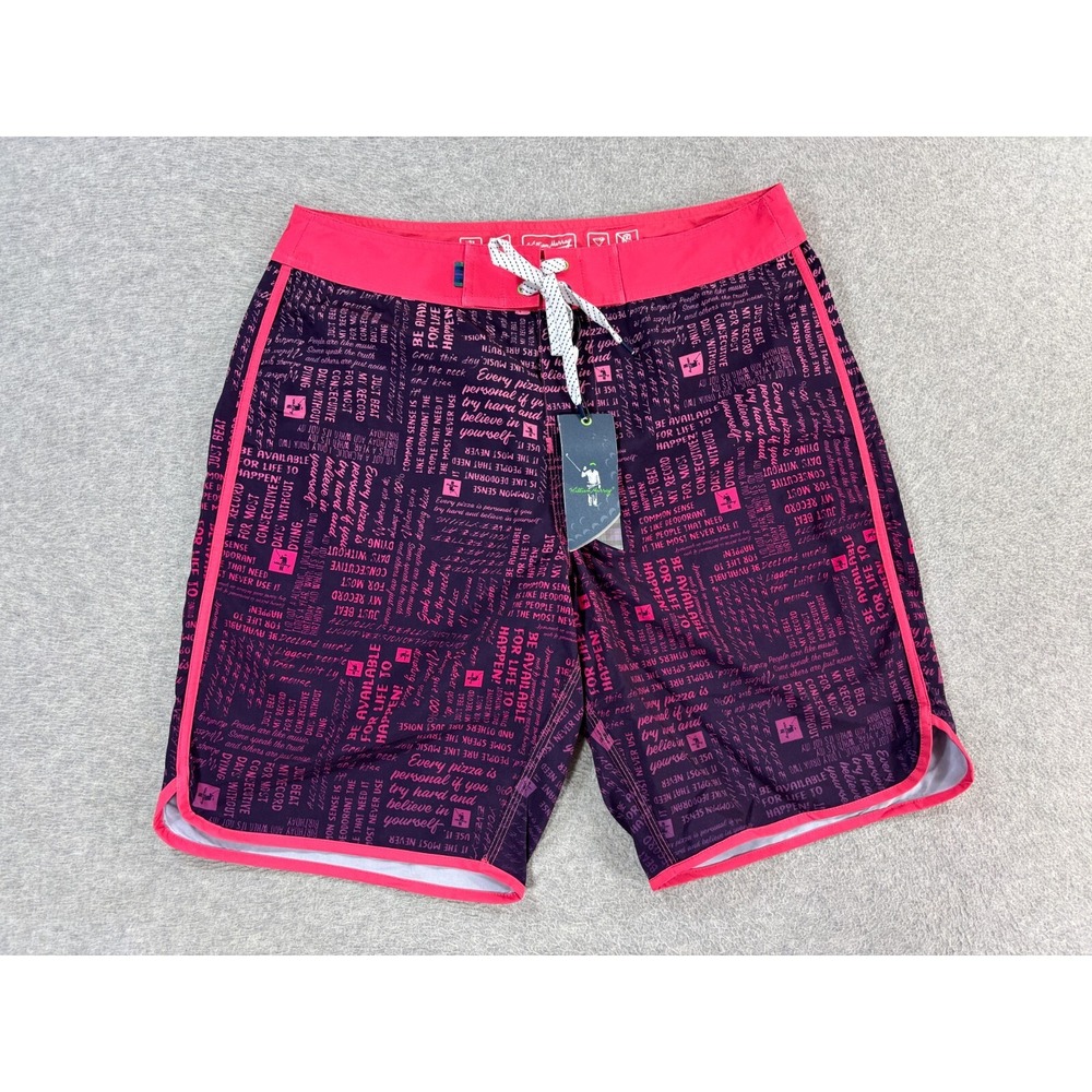 NWT William Murray WORDS OF WISDOM Swim Board Shorts (Men's 32) Pink‎ - 9"